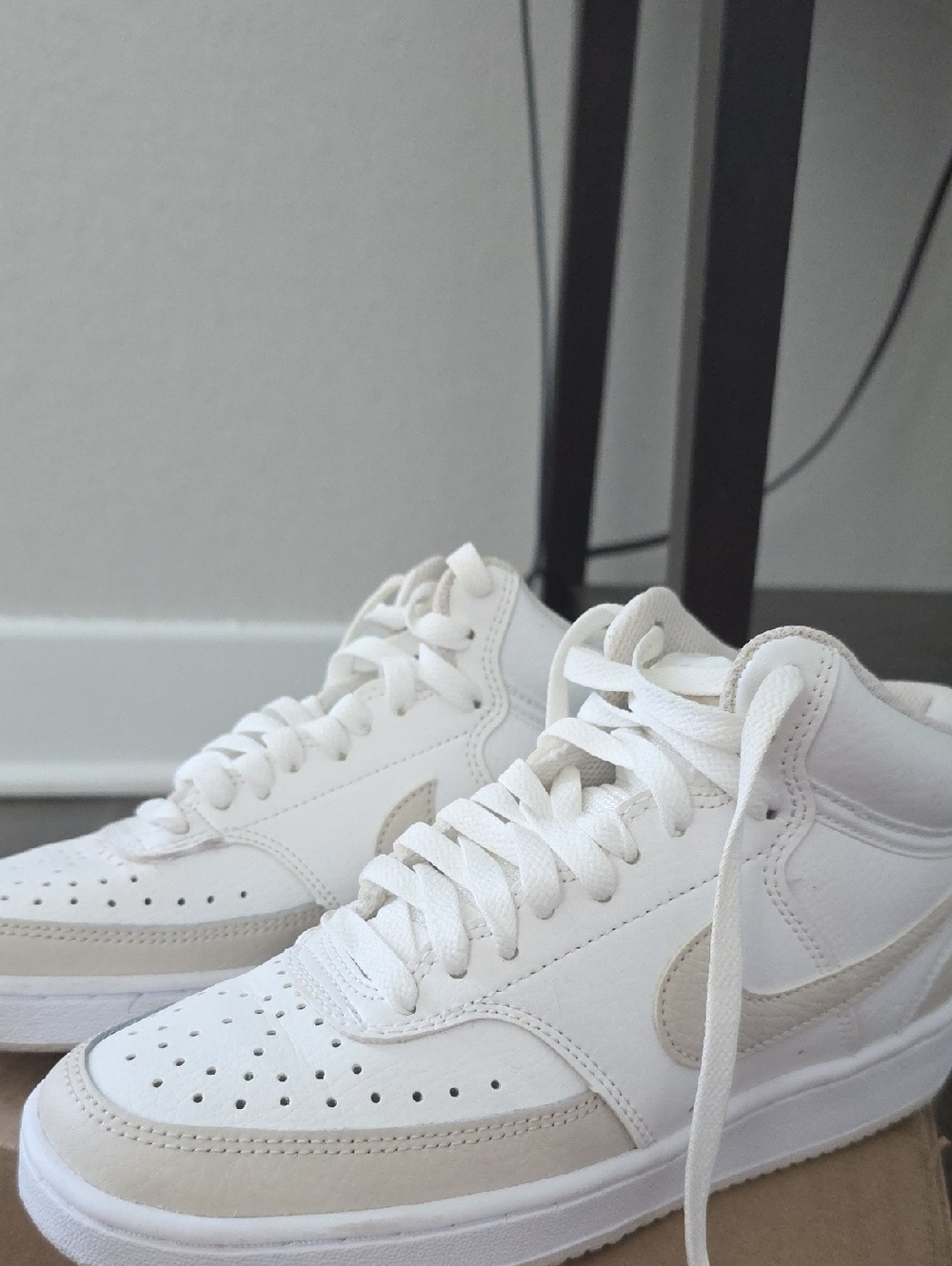Nike Court Vision Orewood Brown White Mid-Top Sneakers with Beige Accents